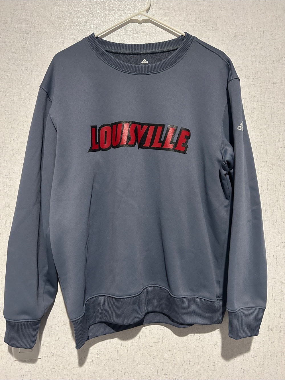 adidas Gray Crewneck Sweatshirt with Red Louisville Graphic